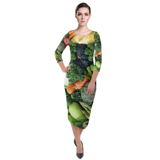 Veggie Sticks Velour Bodycon Dress