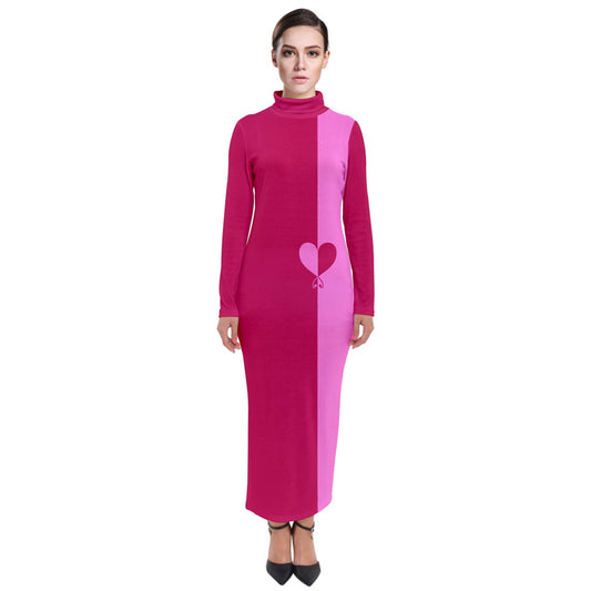 colorblock lovehearts Turtleneck Maxi