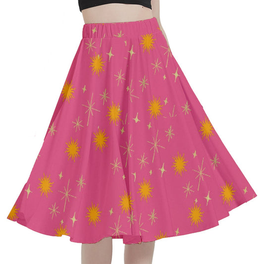 Pink Whimsy Midi Skirt With Pocket