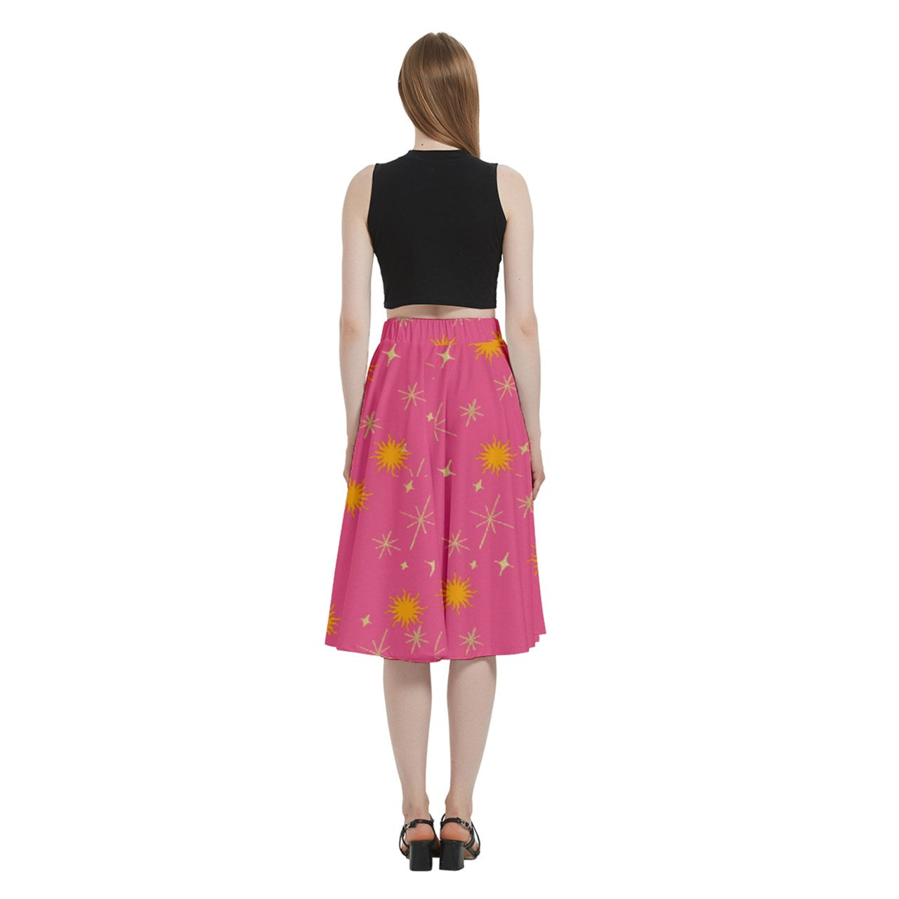 Pink Whimsy Midi Skirt With Pocket