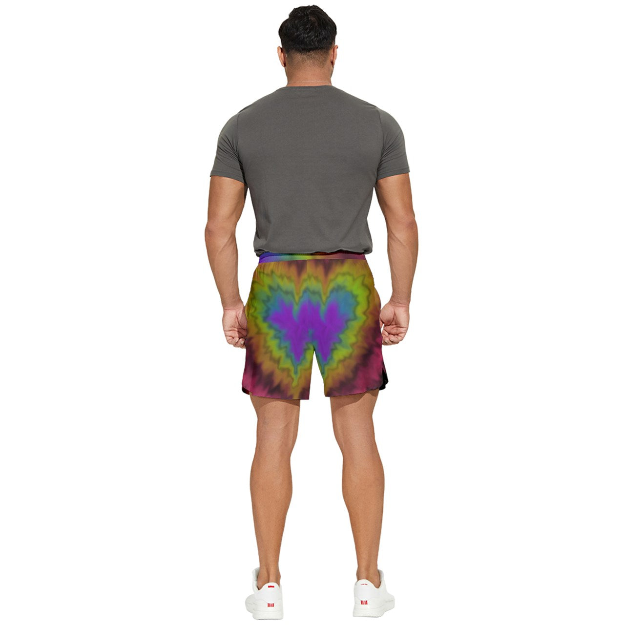 Rainbow Tie Dye Heart Runner Shorts
