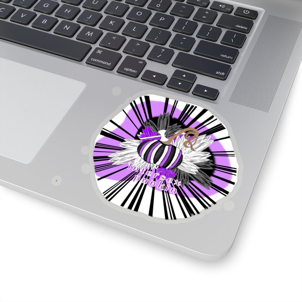 intersex flag pumpkin Kiss-Cut Stickers