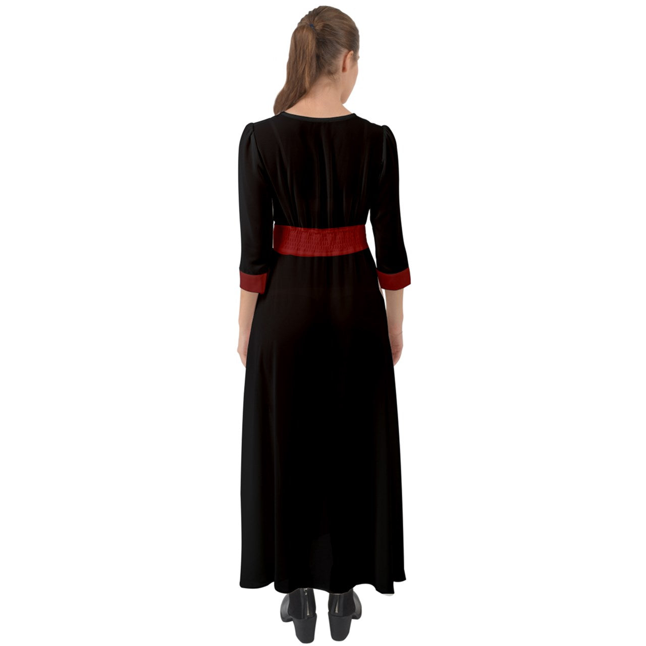 Red Strap Button Up Boho Maxi Dress