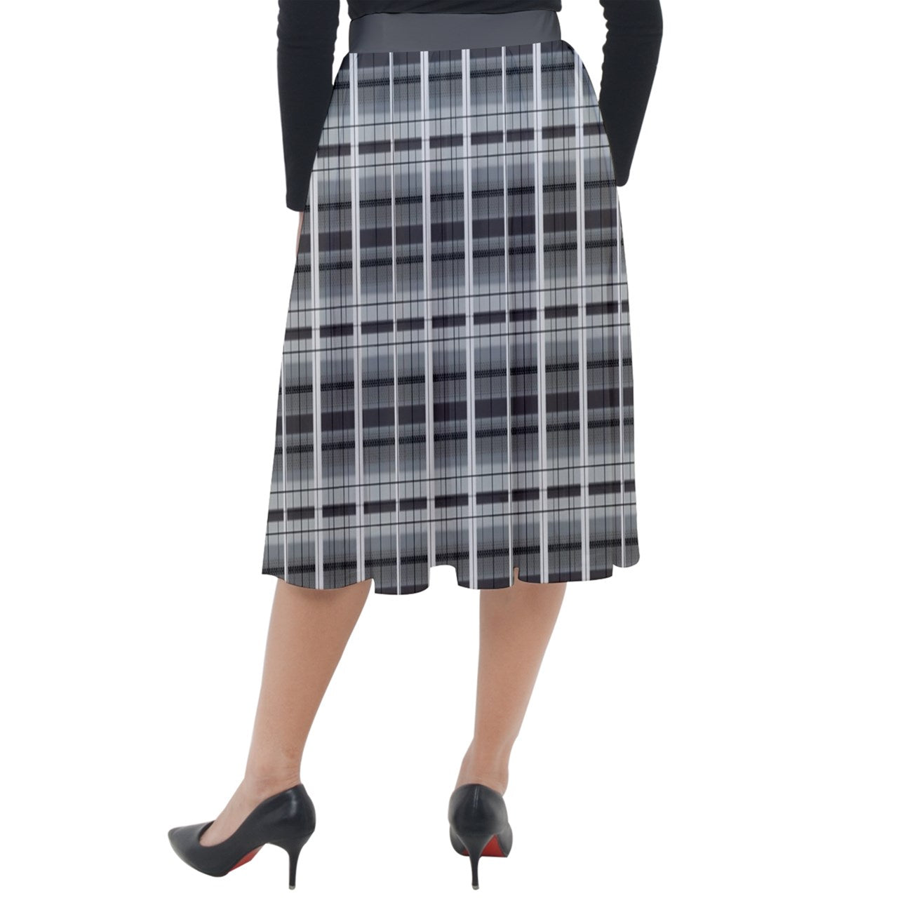 grey academia Velour Midi Skirt