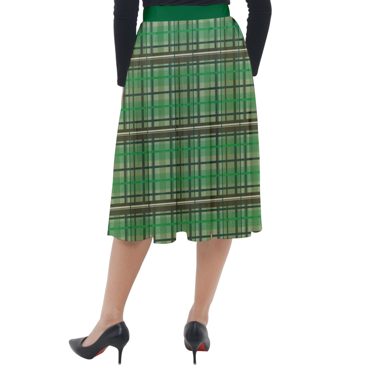 green academia Velour Midi Skirt