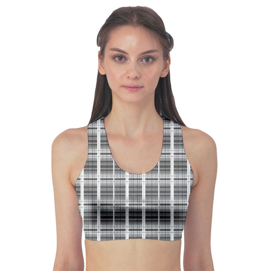 grey plaid Sports Bra