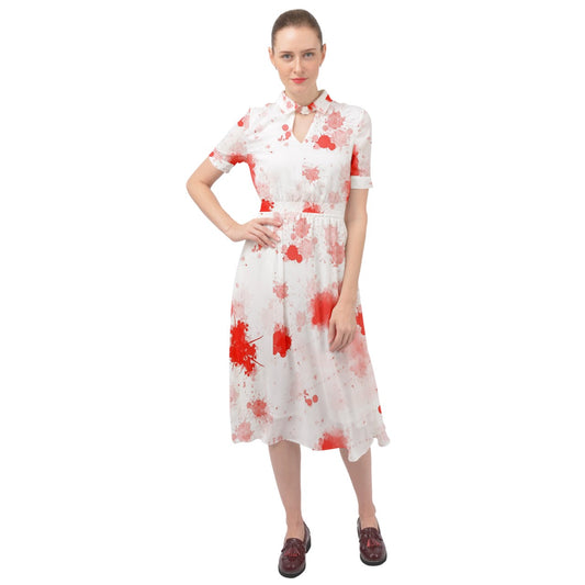 blood spatter Keyhole Neckline Chiffon Dress