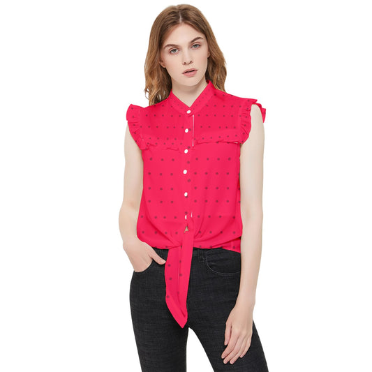 strawberries red dot Frill Detail Shirt
