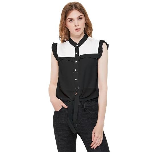 black Frill Detail Shirt