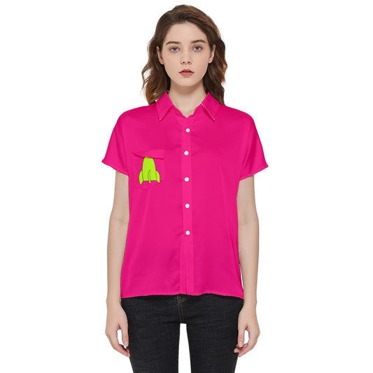 reggies green rocket ship Short Sleeve Pocket Shirt