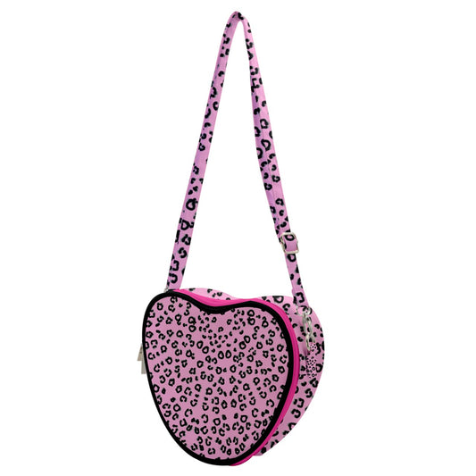 pink cheetah Heart Shoulder Bag