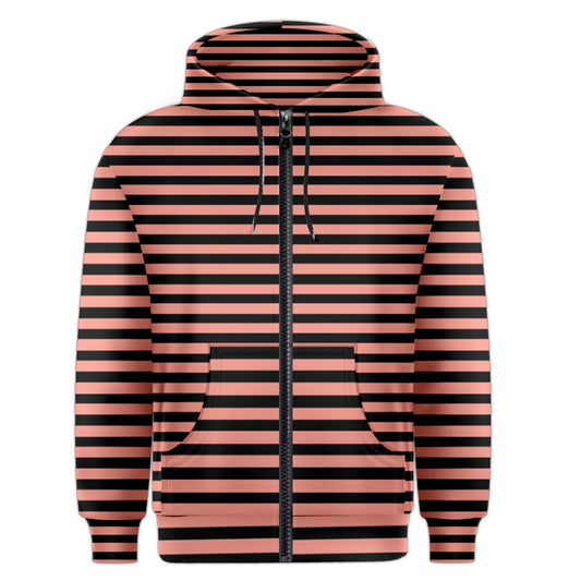 peach Bellini stripe Zipper Hoodie