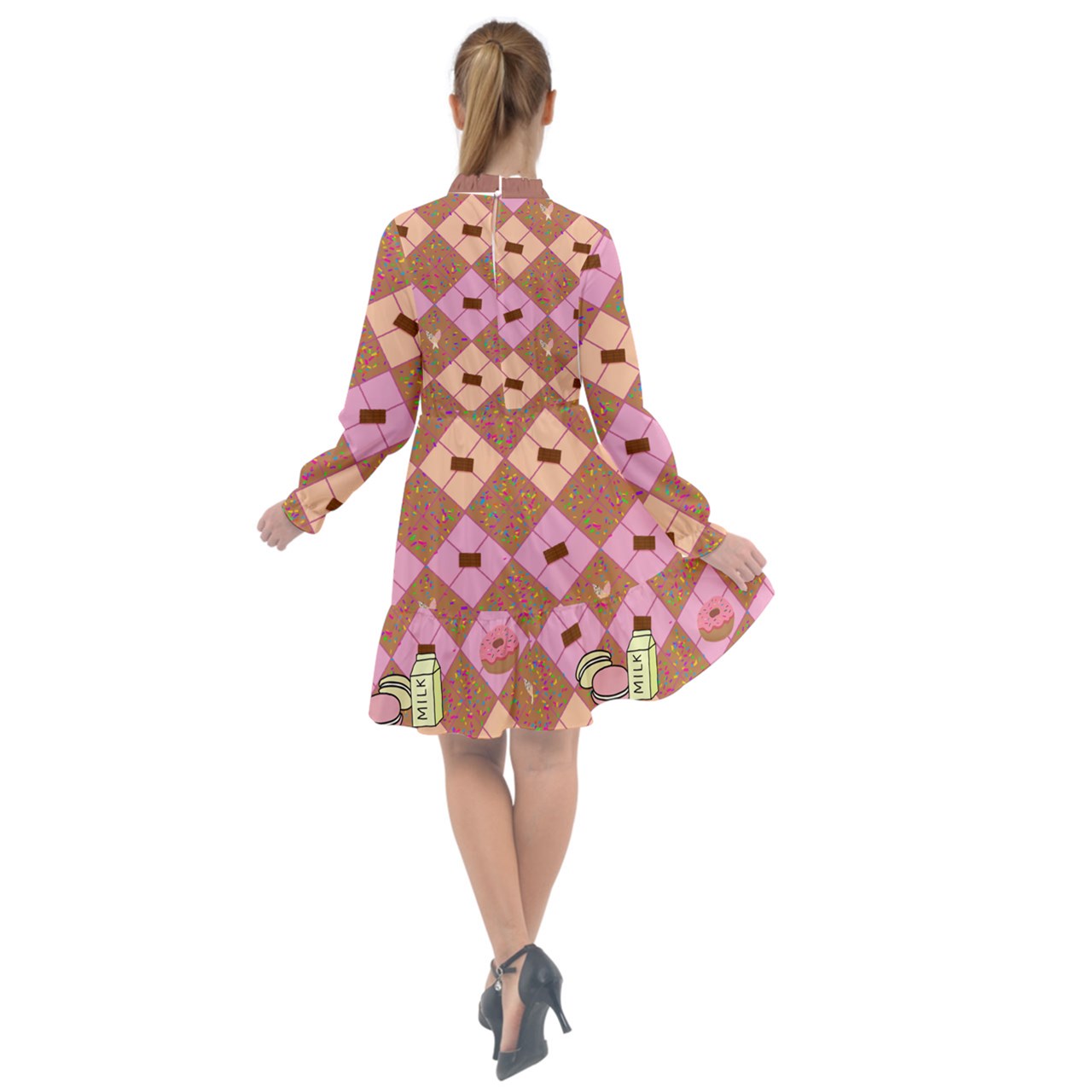 Sweet Sprinkled Argyle Chiffon Dress