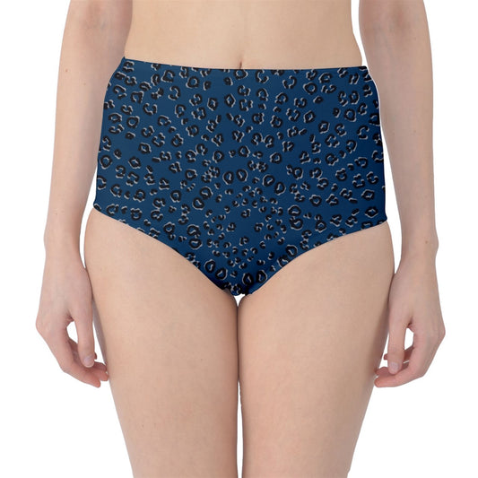 navy cheetah Classic High-Waist Bikini Briefs