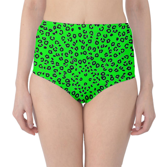 neon green cheetah Classic High-Waist Bikini Briefs