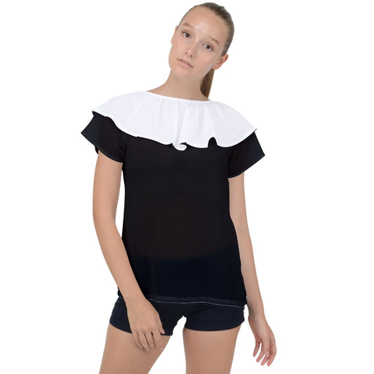 Fresh Paper Collar Ruffle Chiffon Blouse