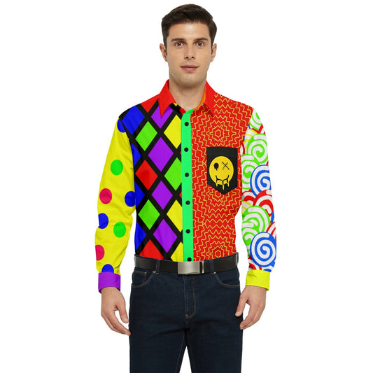 Clowncore Pattern Block Long Sleeve Shirt
