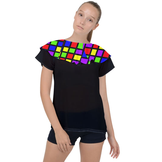 Nuclear Gate Ruffle Collar Chiffon Blouse