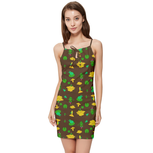 Mushroom Frog Summer Tie Front Dress