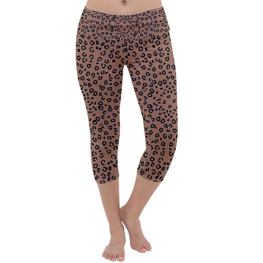 brown cheetah Capri Yoga Leggings