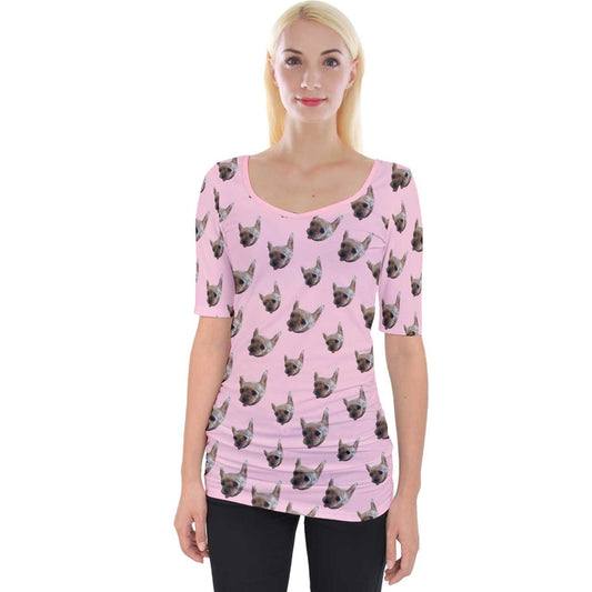 angels's face Open Neckline Tee