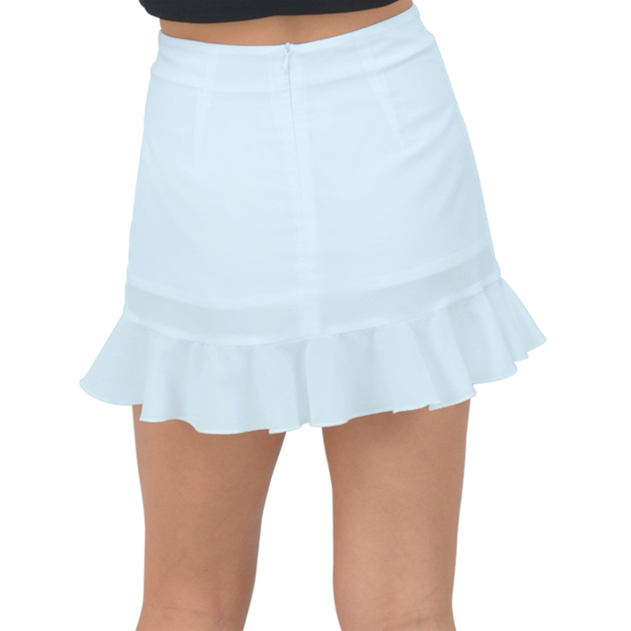 Icee Blue Fishtail Mini Chiffon Skirt