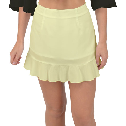 Icee Yellow Fishtail Mini Chiffon Skirt