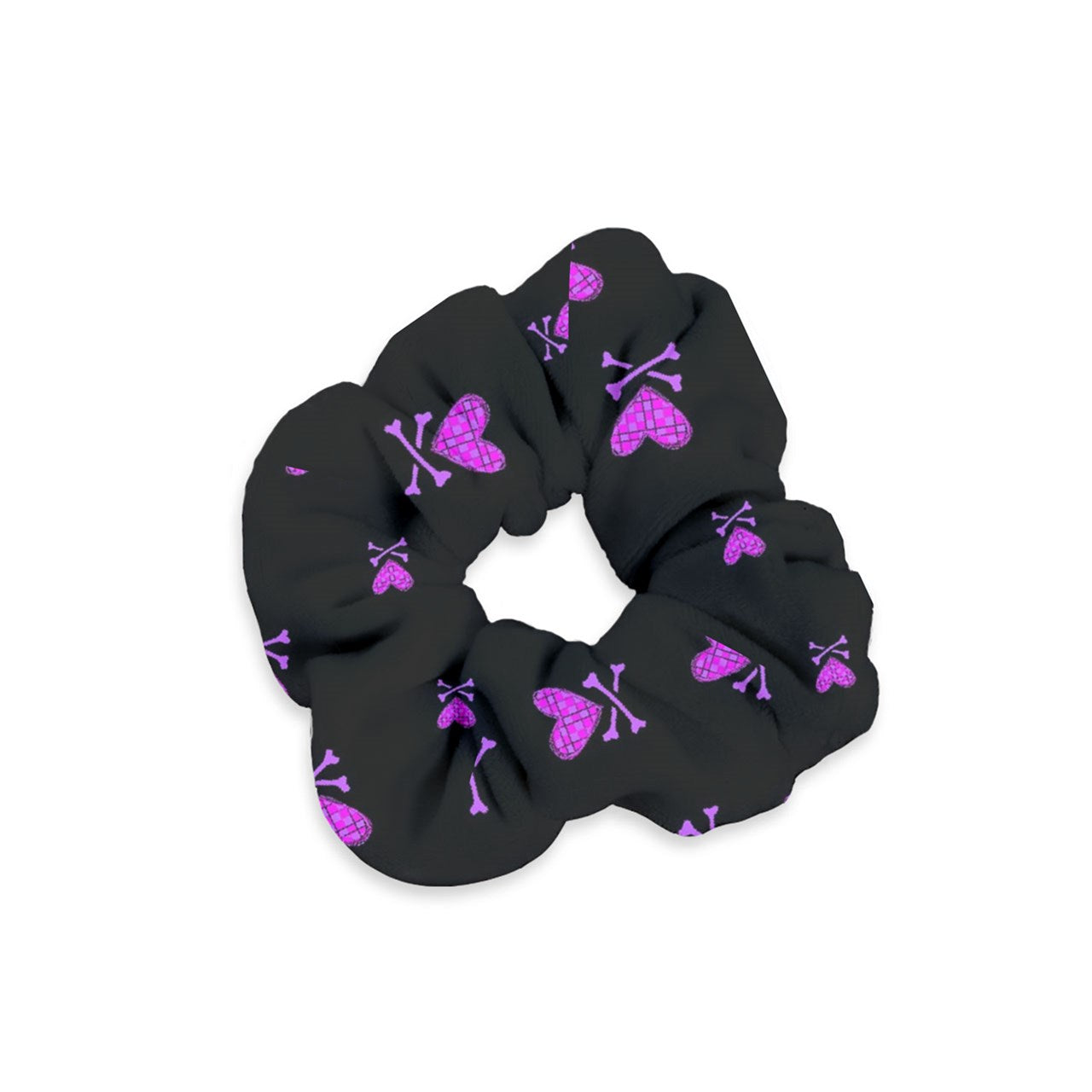 Heart And Crossbones Velvet Scrunchie
