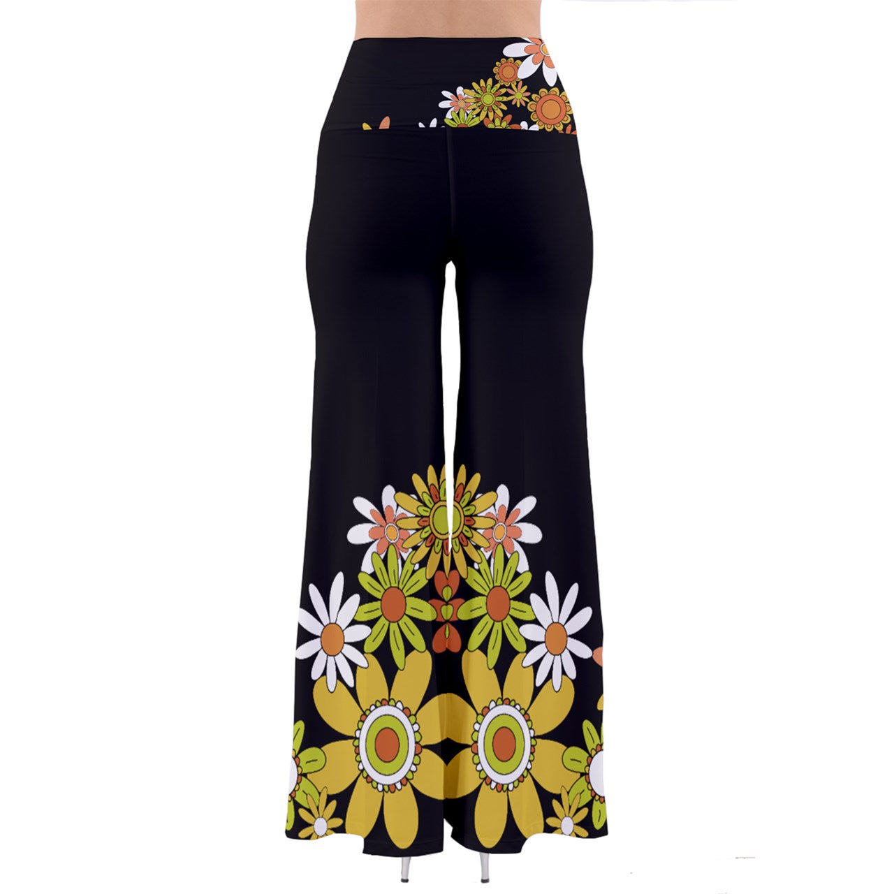 Classic Boho Flowers Dip Style Vintage Palazzo Pants