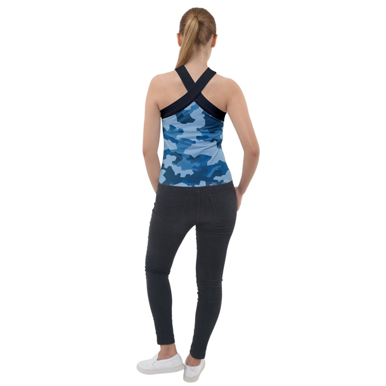 y2k Soldier Western Cross Neck Velour Top