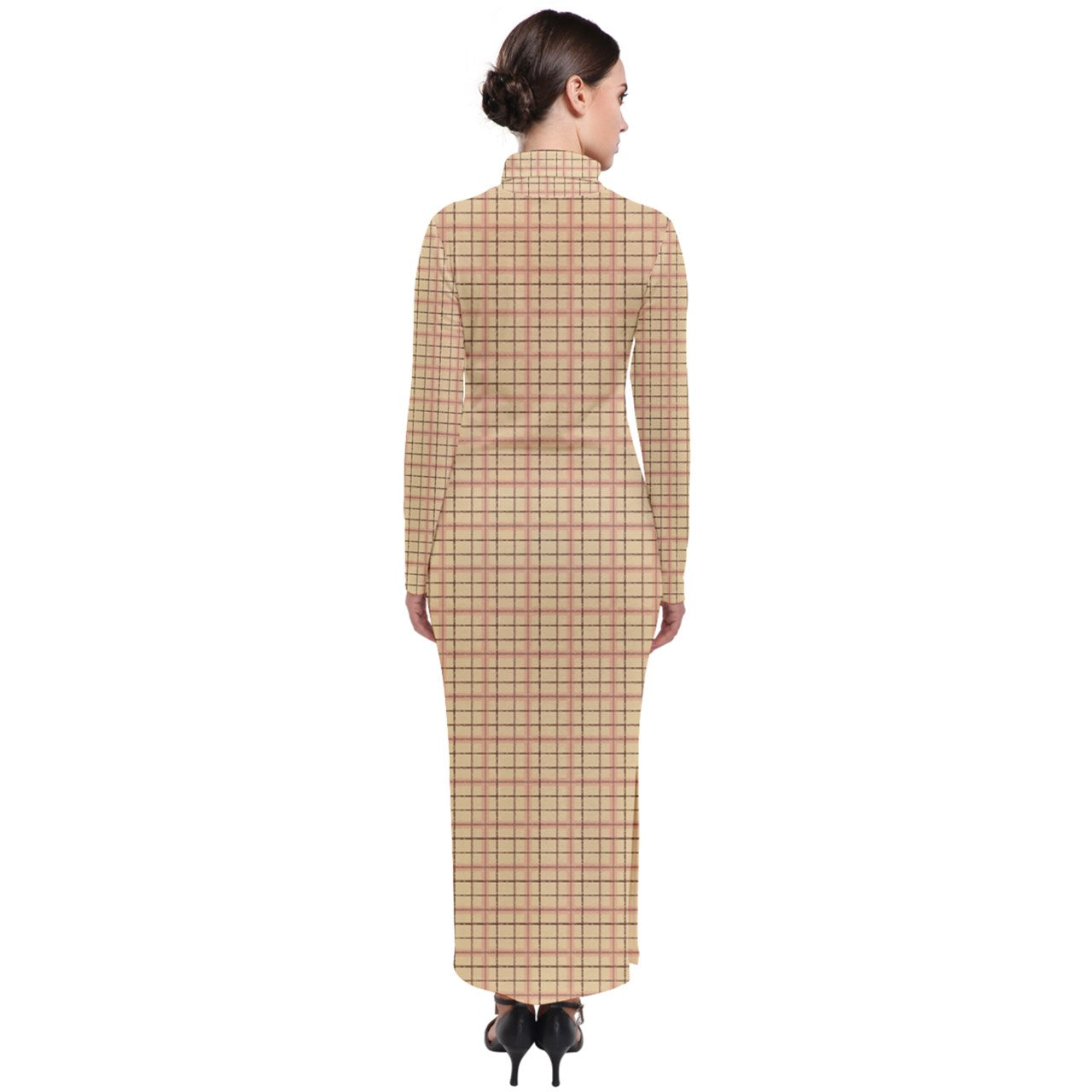 Beige Academia Turtleneck Maxi Dress