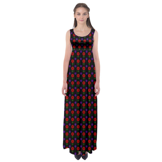 Red Poppies Empire Waist Maxi Underdress