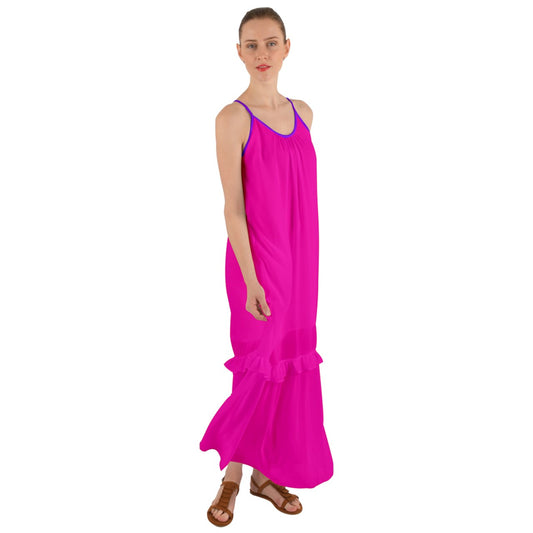 Sweater Pink Cami Maxi Ruffle Chiffon Underdress