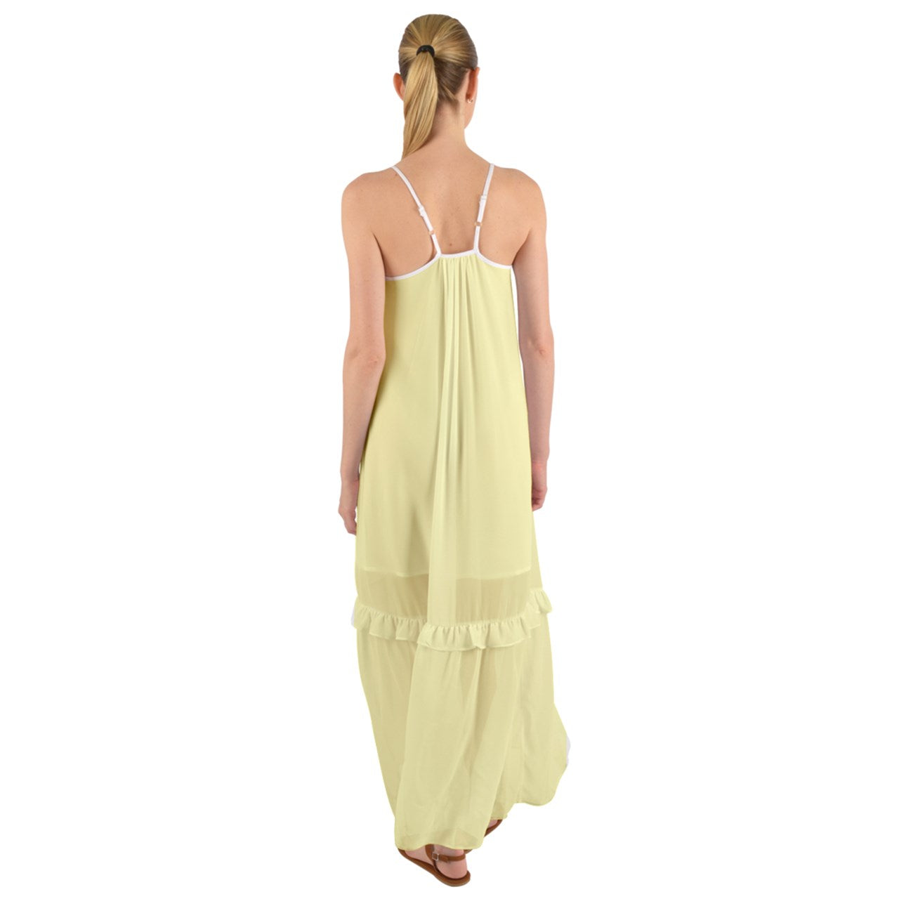 Icee Yellow Cami Maxi Ruffle Chiffon Underdress