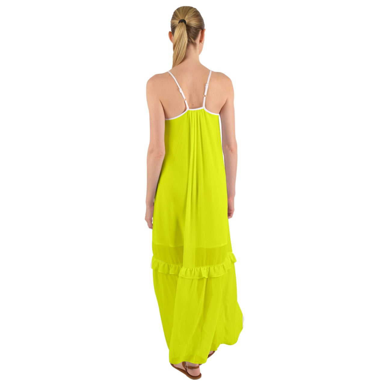 Hot Yellow Cami Maxi Ruffle Chiffon Underdress
