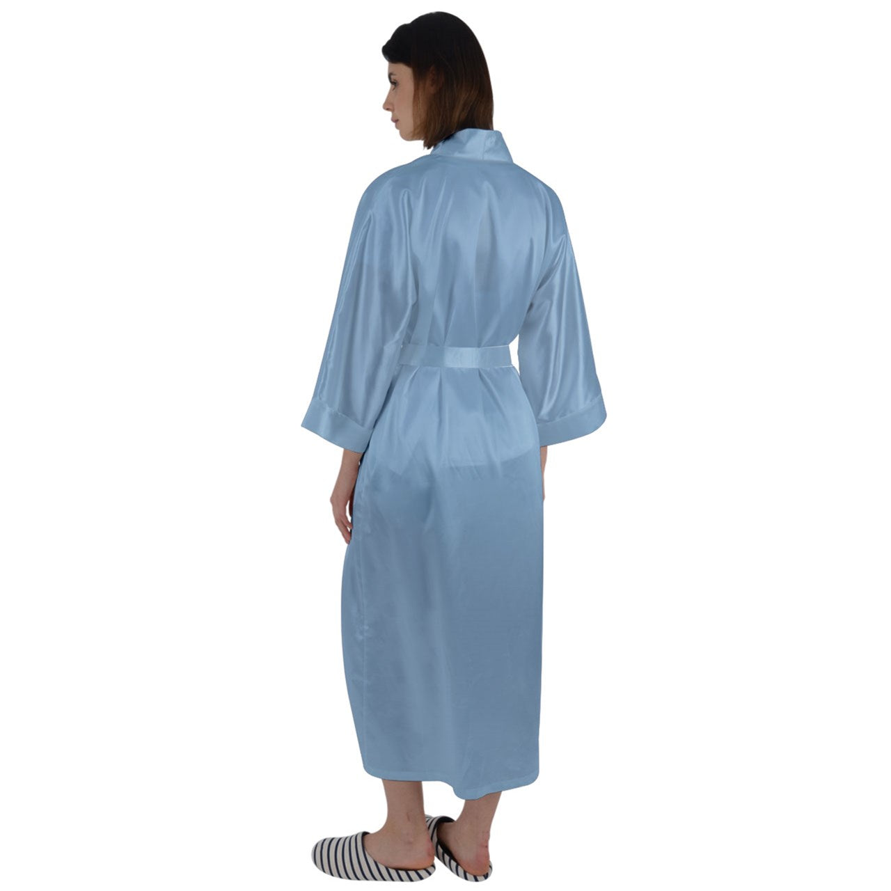 Aqua Smoke Maxi Satin Robe