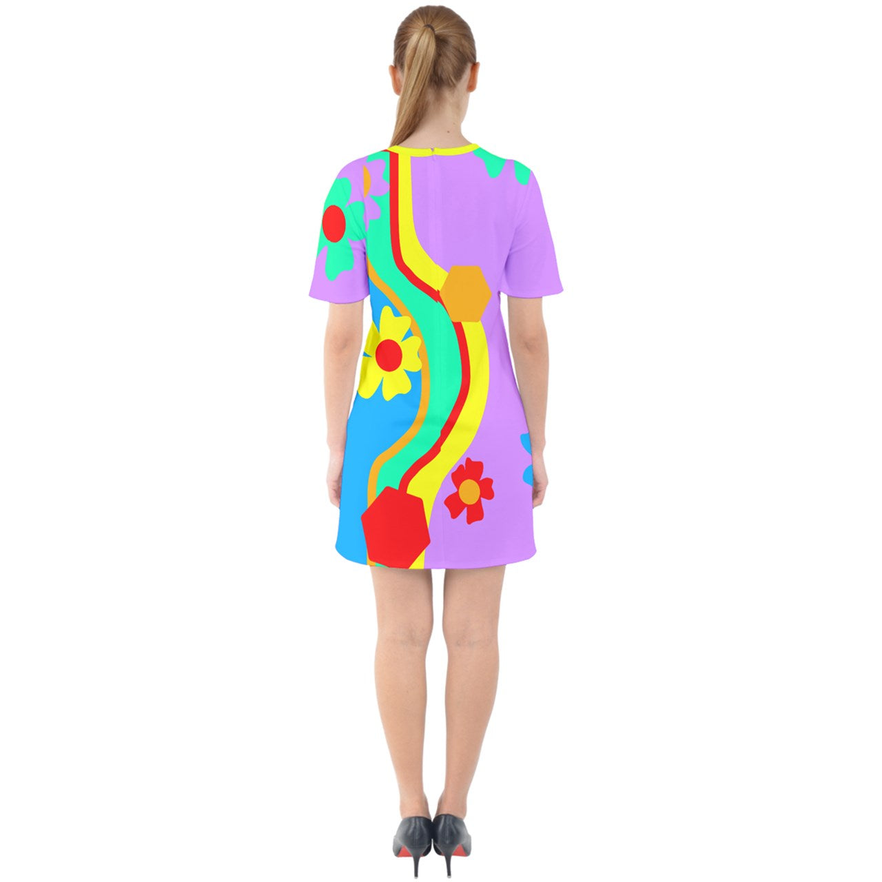 Rainbow Road Short Sleeve Mini Dress