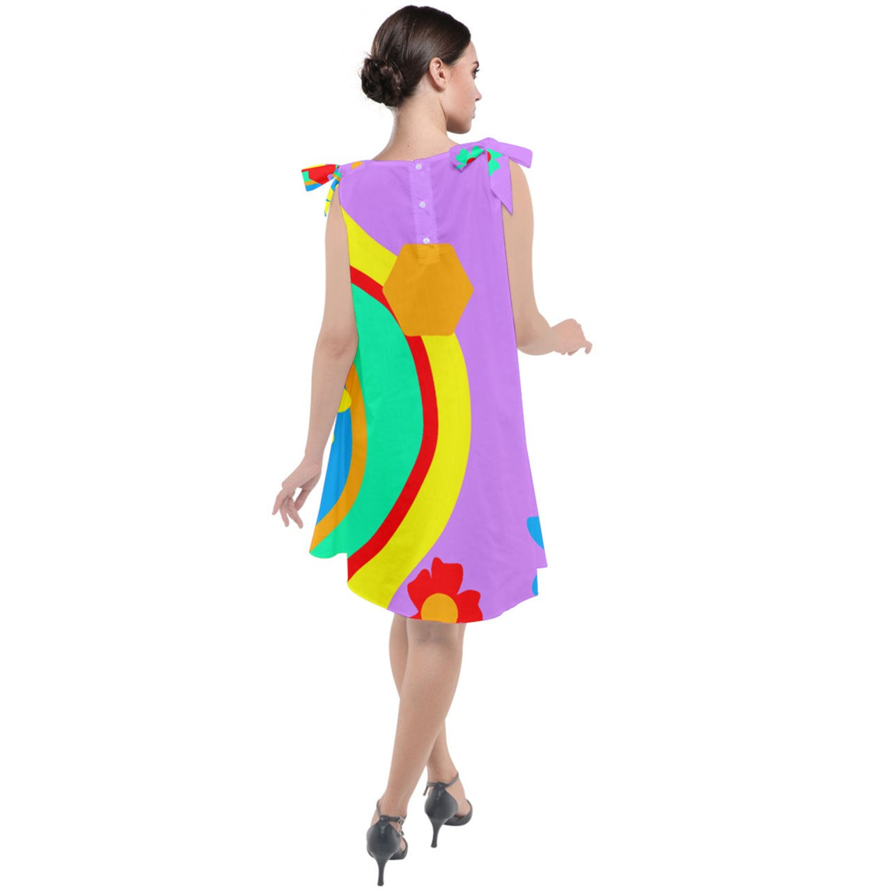 Rainbow Road Tie Up Tunic Dress