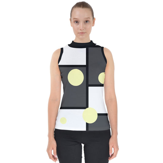 Noir Mod Bubble Mock Neck Shell Top