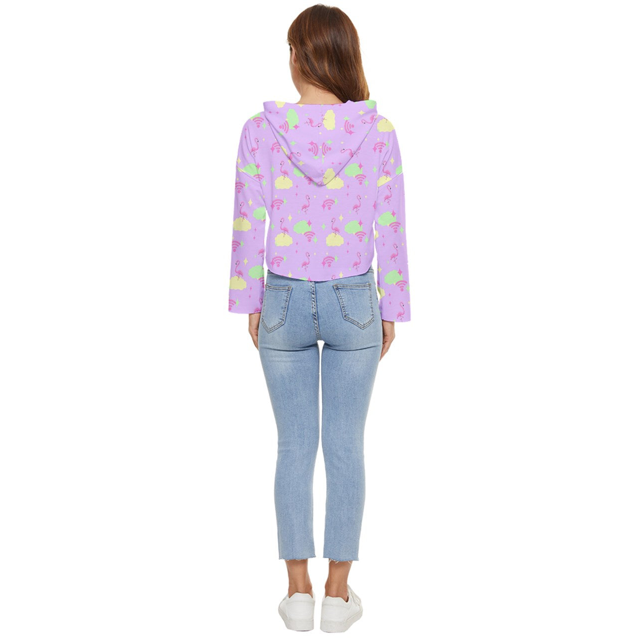 'Flamingo Sky Lightweight Cropped Hoodie