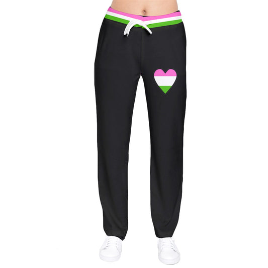 DL GQ Flag Heart Velvet Sweat Pants