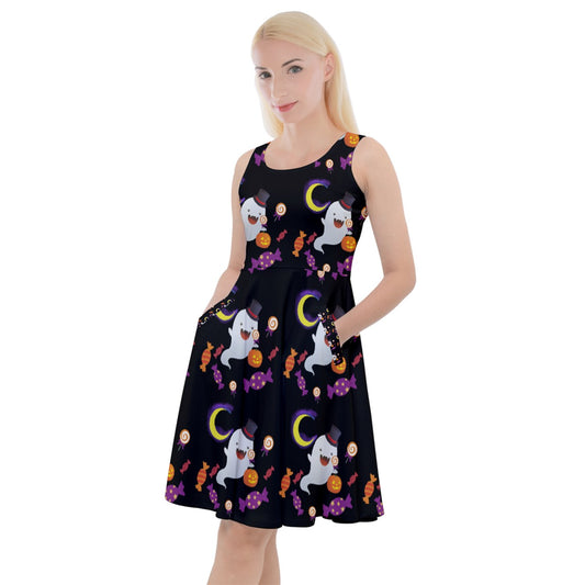 Sugar Rush Spook Knee Length Skater Dress With Pockets