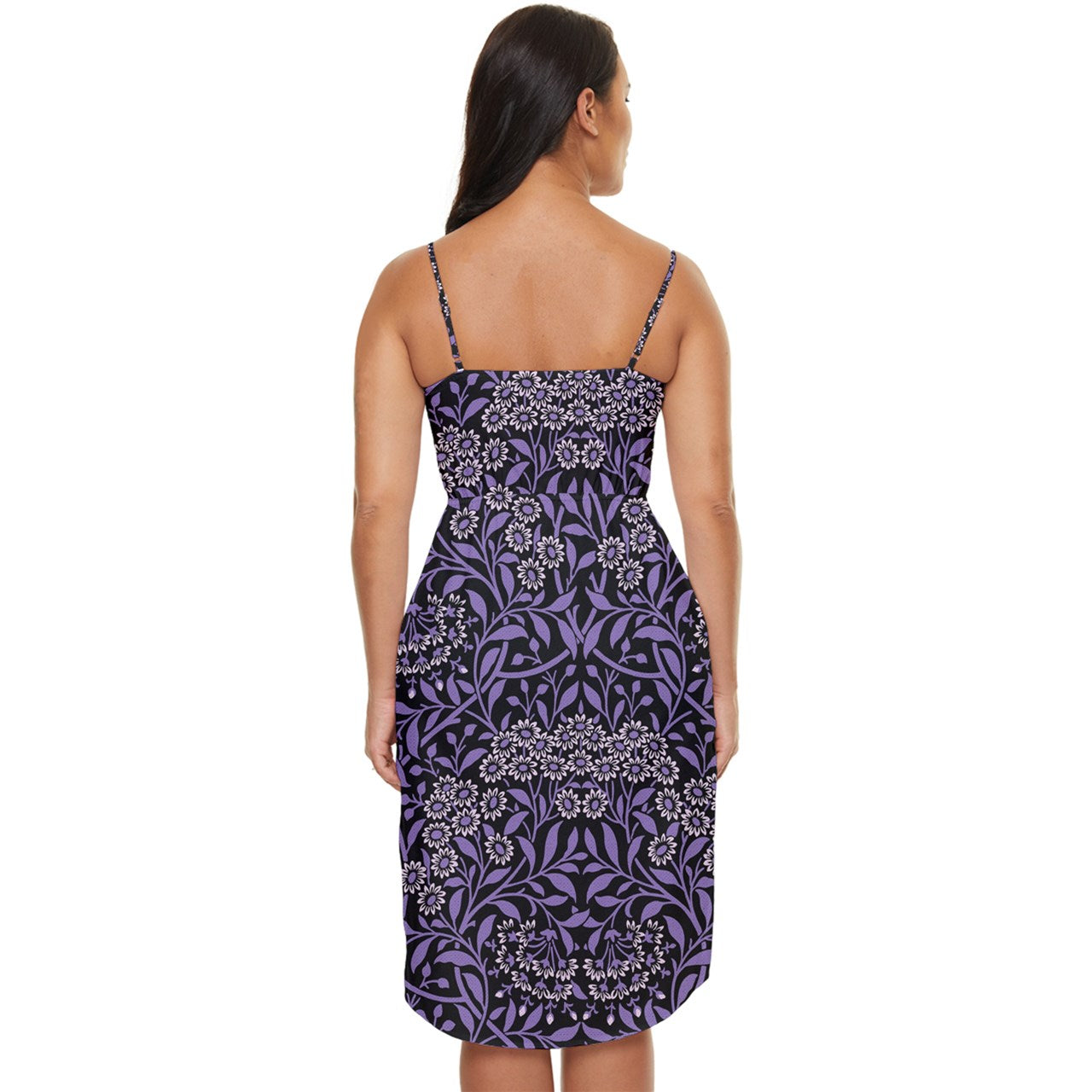 Midnight Bloom Tulip Hem Mini Chiffon Dress