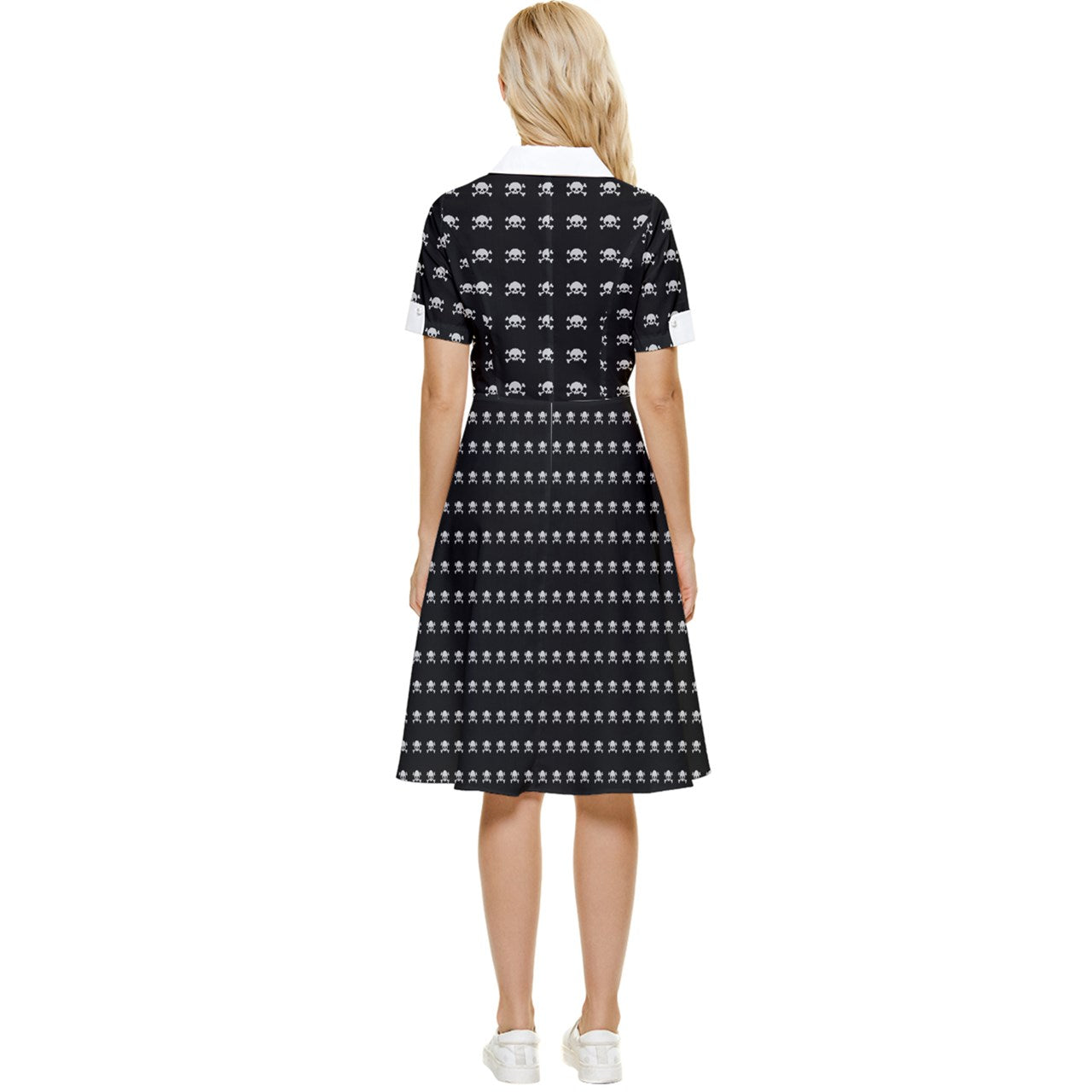 Simple Skulls Button Top Knee Length Dress