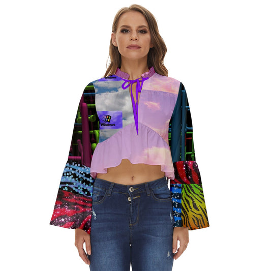 Windows Cloud Boho Long Bell Sleeve Top