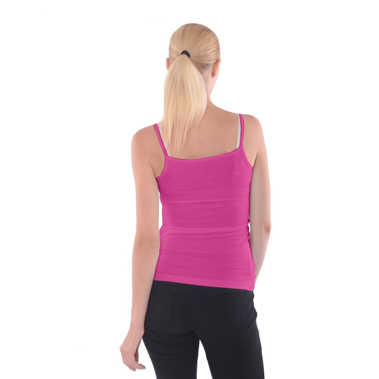 Fuchia Chrome Heart Spaghetti Strap Top