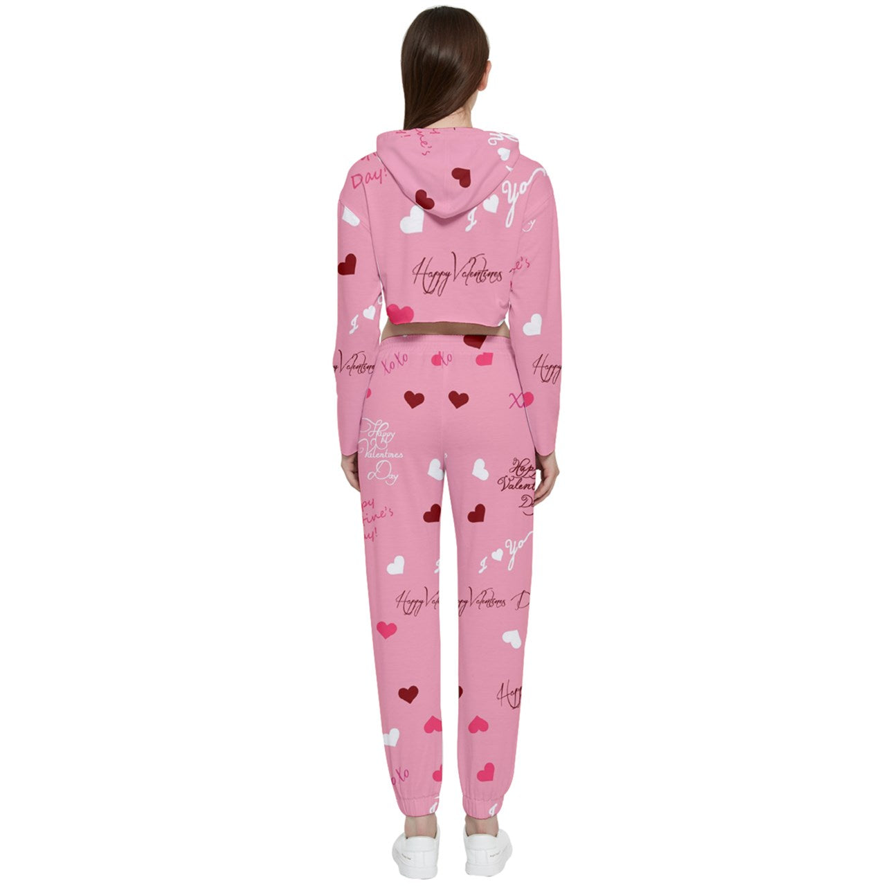 Sweet Valentine's Cropped Zip Up Lounge Set