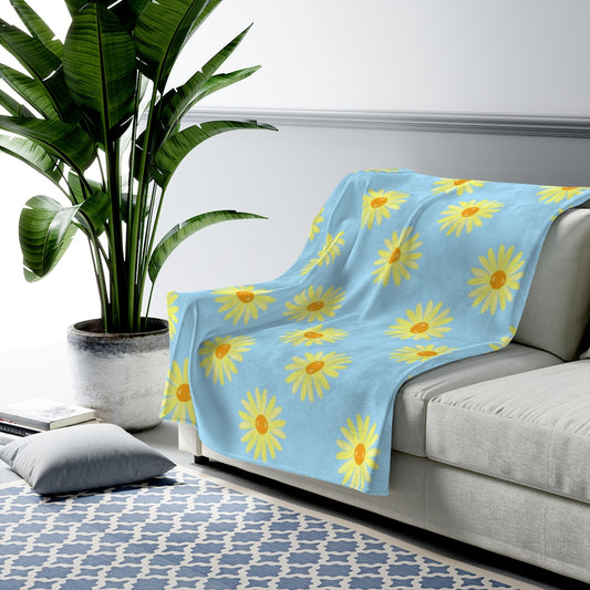 Sky sunshine flower Velveteen Plush Blanket