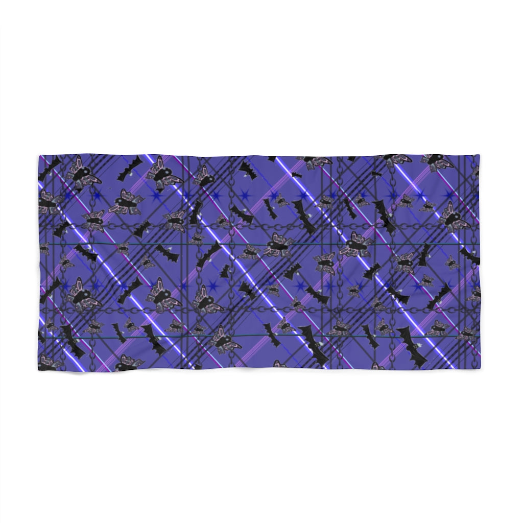 butterflies and bats plaid Beach Towel