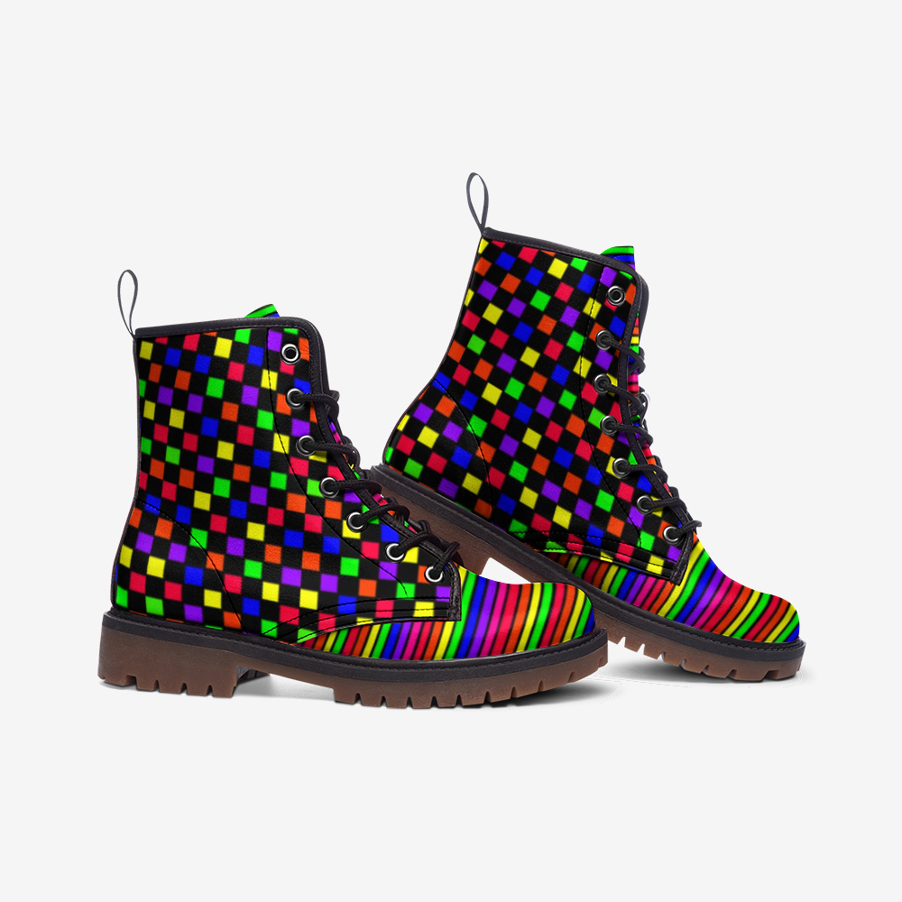 clown rainbow checker shell Casual Leather Lightweight boots MT